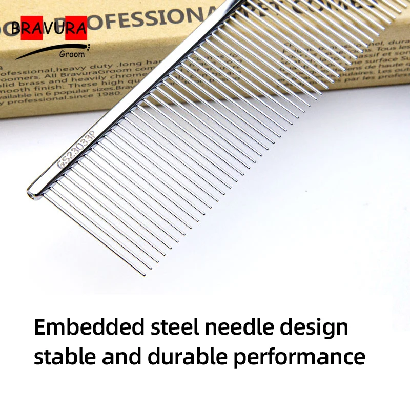 Stainless Steel Comb Pet Grooming for Dogs and Cats Gently Removes Loose Undercoat, Mats, Tangles a