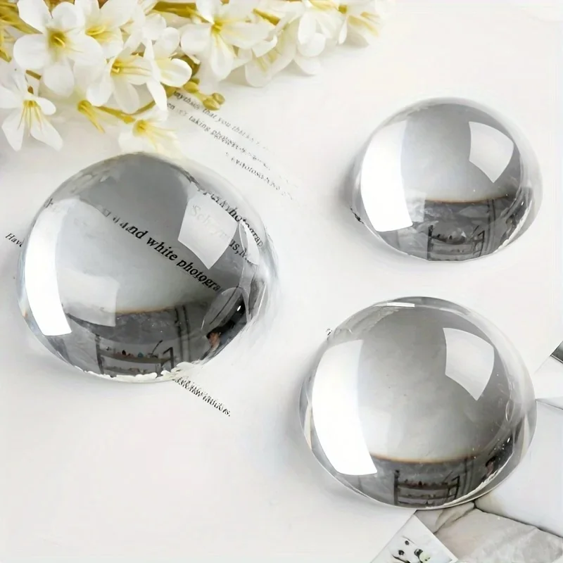 Demi-boule 40mm/60mm/100mm, 1 pièce, presse-papier en verre de cristal, loupe, cristaux de Quartz, décor de mariage