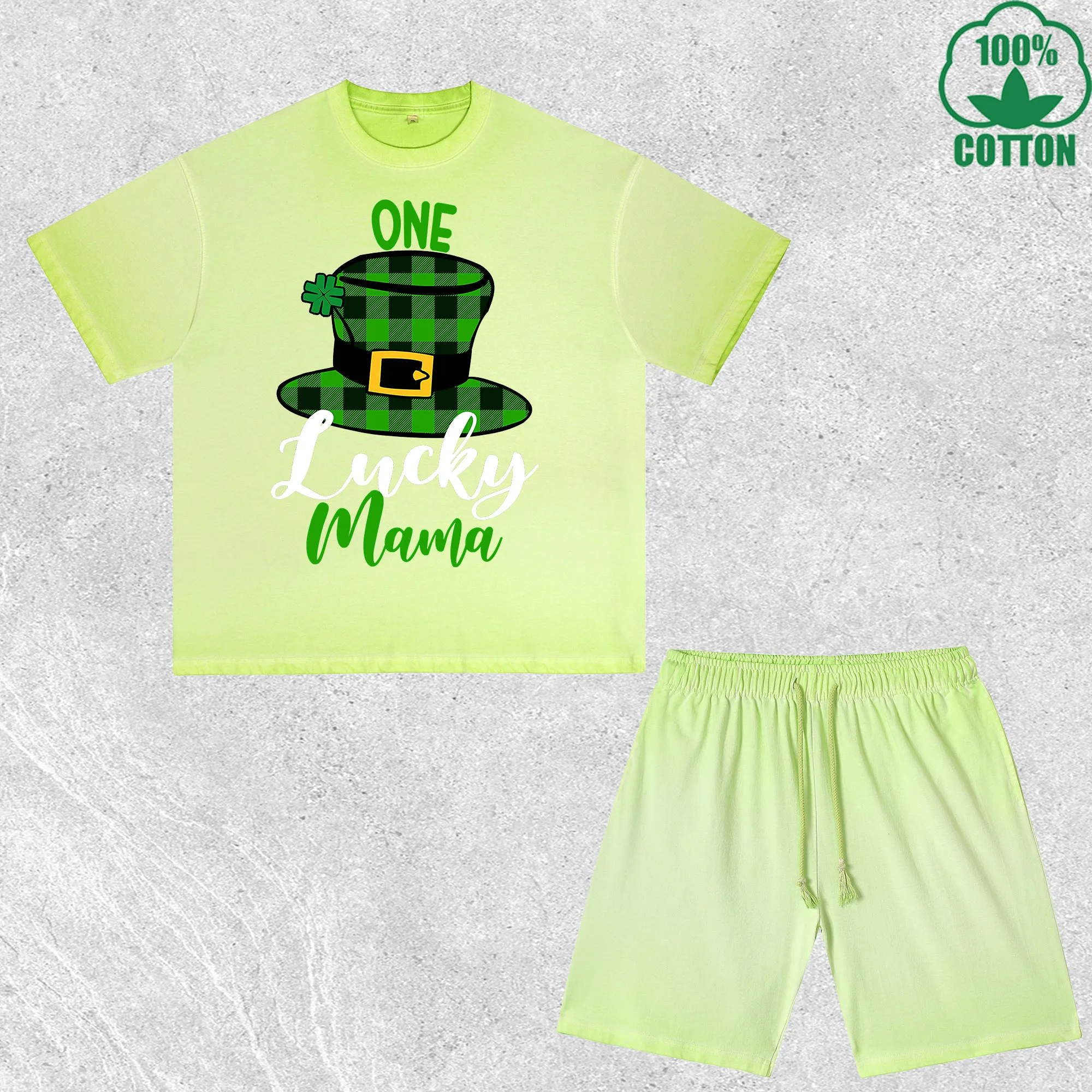 

Happy Saint Patrick Printed Dirty Wash T-Shirt Shorts Set Multicolor Combo Loose Trendy Fashionable 100%Cotton Short Value Pack