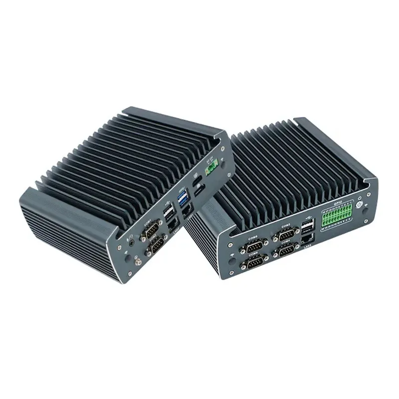 Partaker J6412 Mini PC senza ventola 6 COM Triple LAN HDMI DP Win11 Linux TPM 2.0, 9-36 V Ampia tensione, Computer industriale
