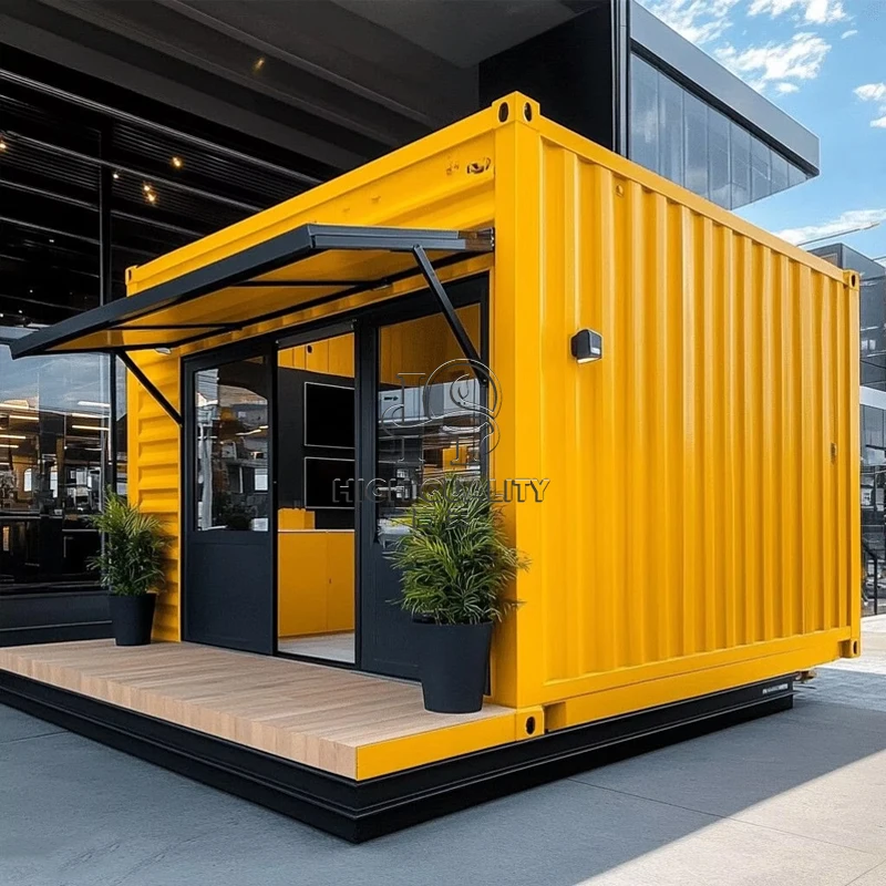 Luxury Steel Sandwich Panel Container House Mini Cafe Coffee Stand Bubble Tea Shop Bar Storage Shelves Street Food Kiosk