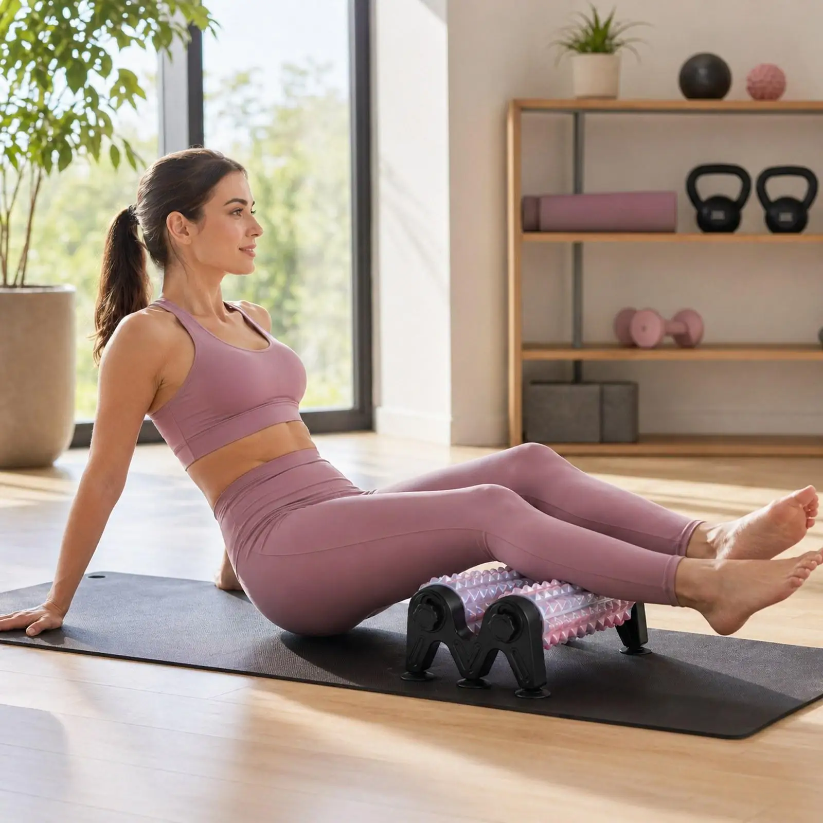 

Foam Roller Yoga Fitness Roller with Holder Full Body Massage Tool Pilates Stretching Back Muscle Massage Yoga Block for Stretch