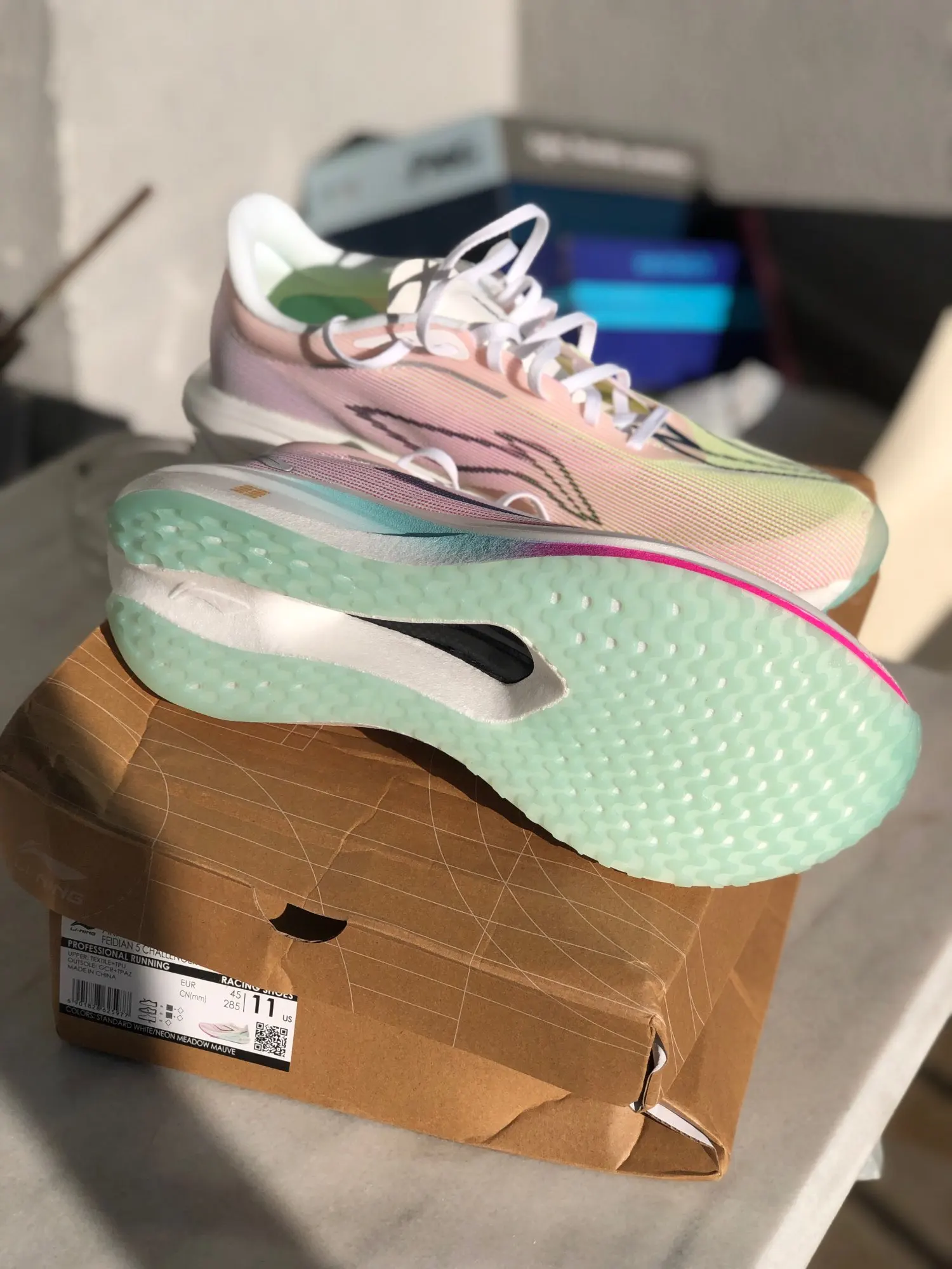 Li-Ning Feidian 5 Challenger Tênis de Corrida com Placa de Fibra