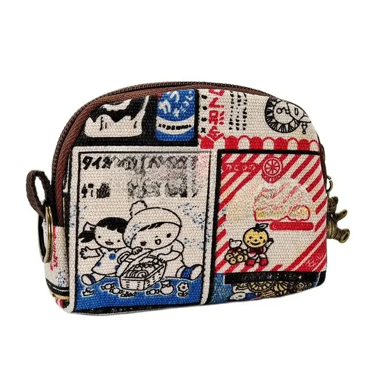 Porte-clés en toile imprimé de dessins animés pour femmes, portefeuille, petite carte, organisateur, pochette pour clés, sac d'argent pour dames, porte-monnaie pour enfants, filles et garçons
