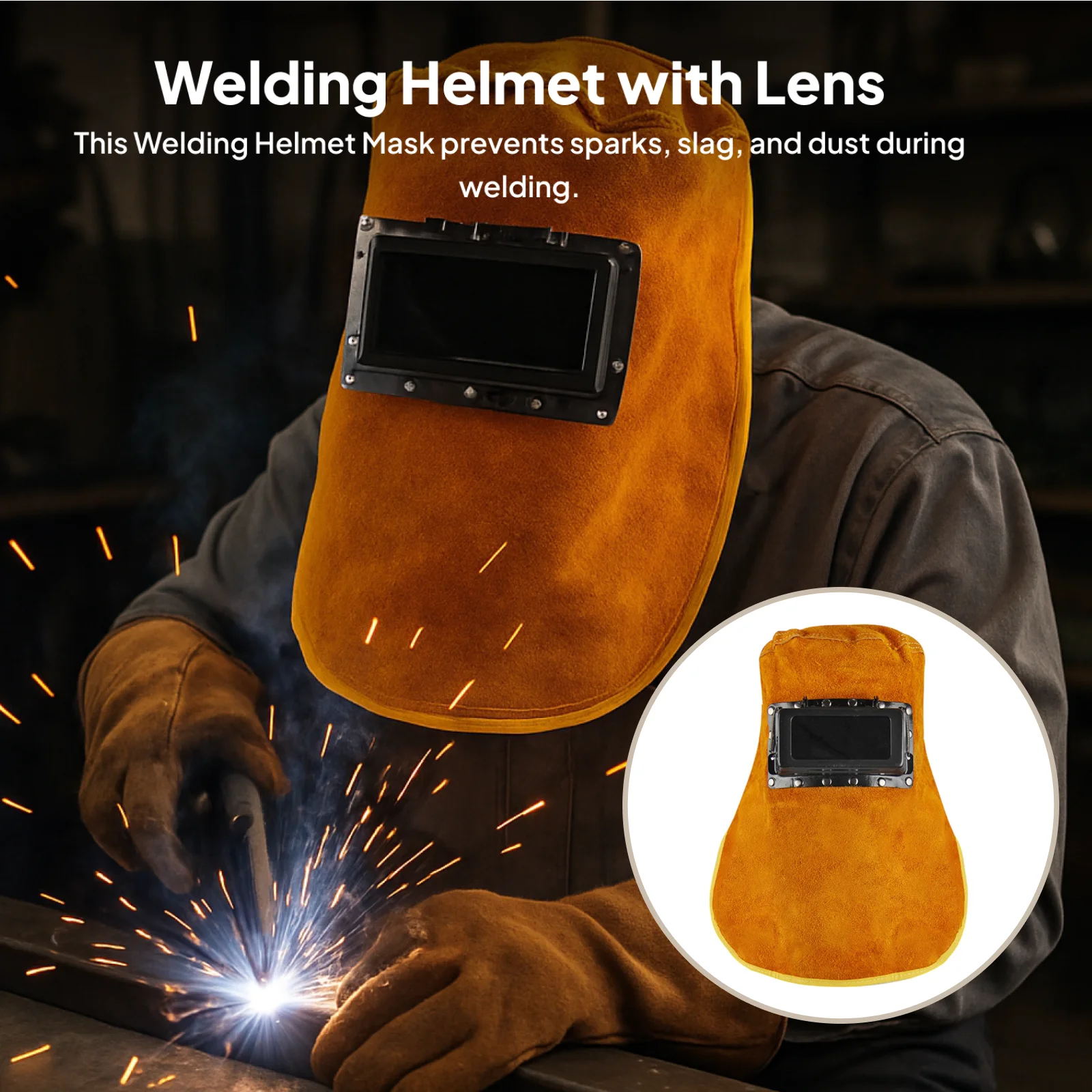 Welding Helmet with Lens Breathable Work Cap Headcover Reusable Full Protective Welding Mask Face Shield for Painting Grinding