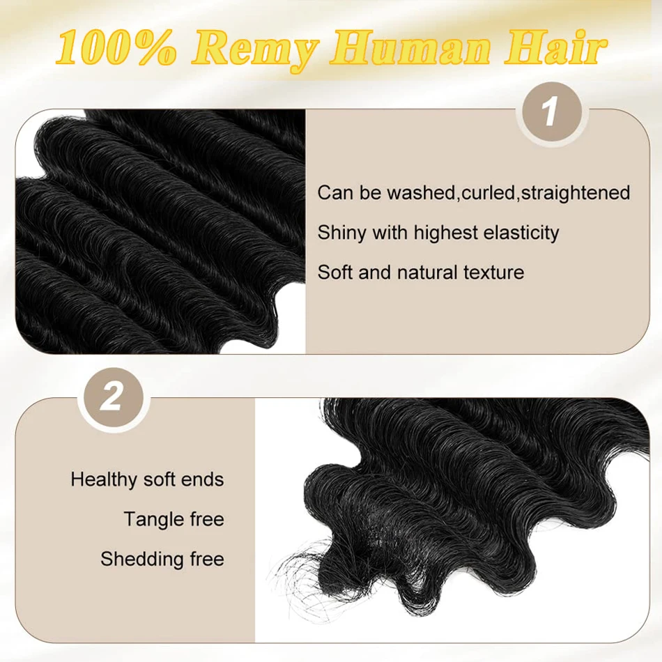 شريط مموج عميق في وصلات الشعر شعر بشري 100% #3