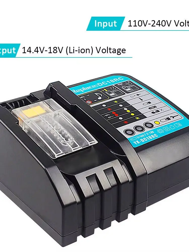 3A-Schnellladegerät für LXT 14V-18V Akku, kompatibel mit BL1830 BL1840 BL1850, eingebauter LCD-Bildschirm