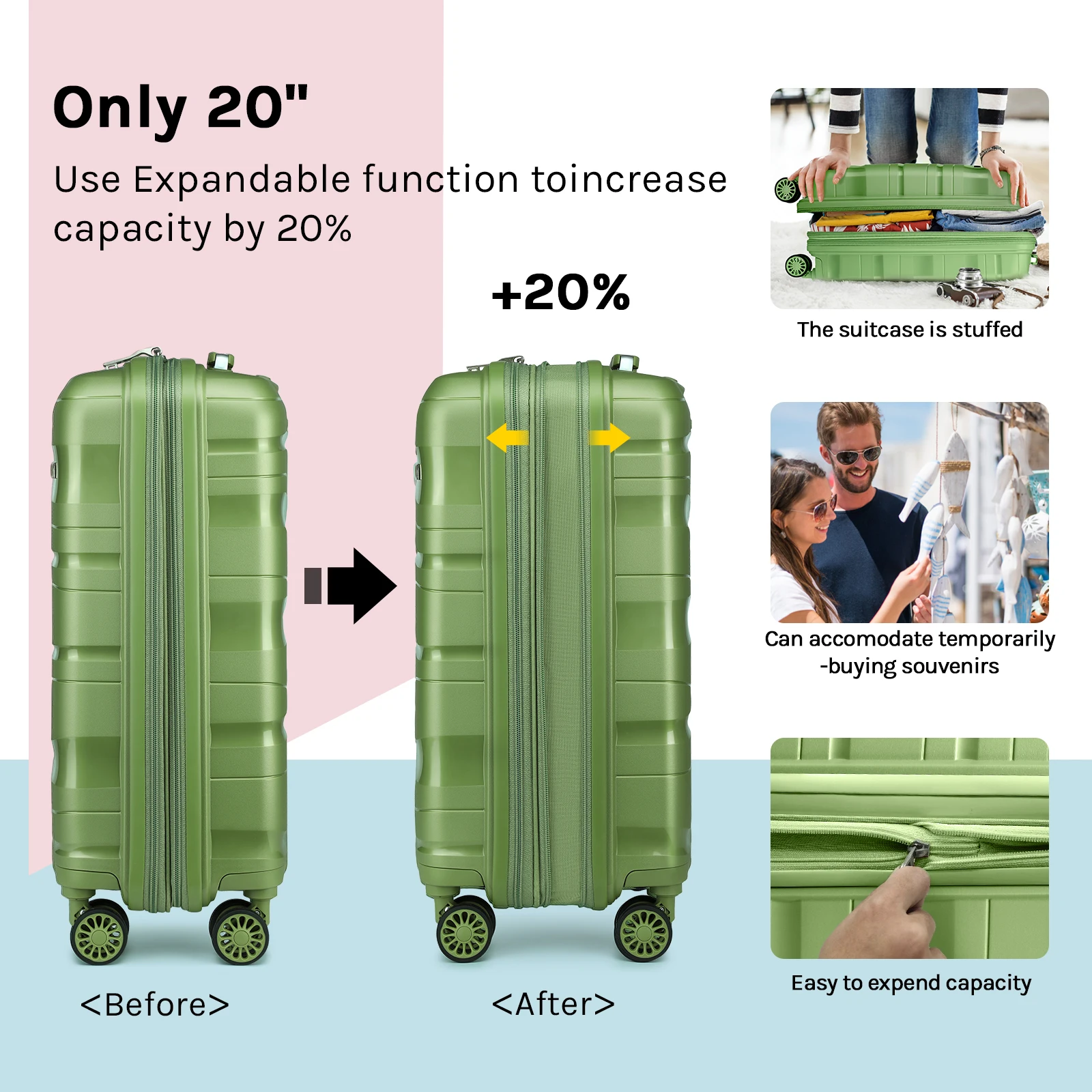 Zestawy walizek bagażowych Melalenia, rozszerzalna walizka z twardej skorupy PP z kółkami obrotowymi