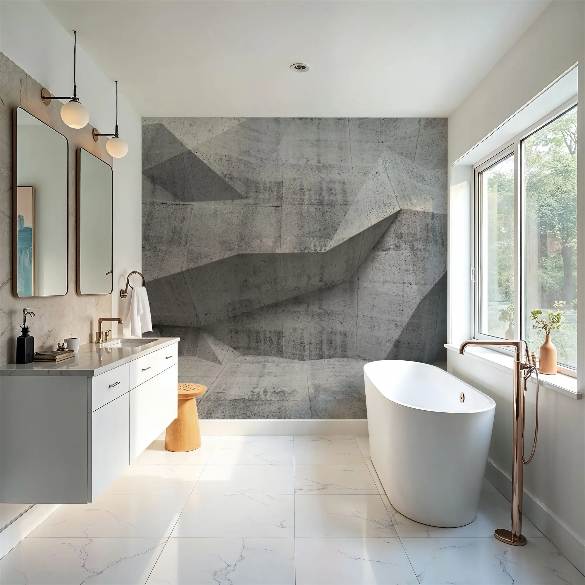Concrete Shapes Gray Made to Measure Mural Wallpaper for Bedroom