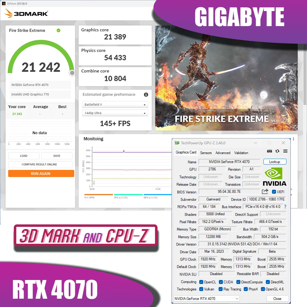 Игровая Видеокарта GIGABYTE GeForce RTX 4070 12 Гб GDDR6X PCI Express 4,0x16 ATX, видеокарта Nvidia 40 серии GPU для настольного ПК RTX 4070, графика