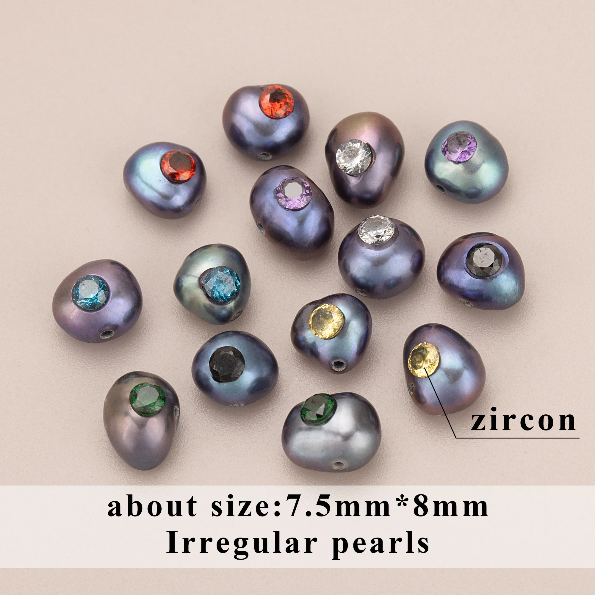 (MD96) 6pcs 7.5x8MM High Quality Handmade Purple Natural Pearl with Zircons Charms Pendants Diy Jewelry Findings Accessories