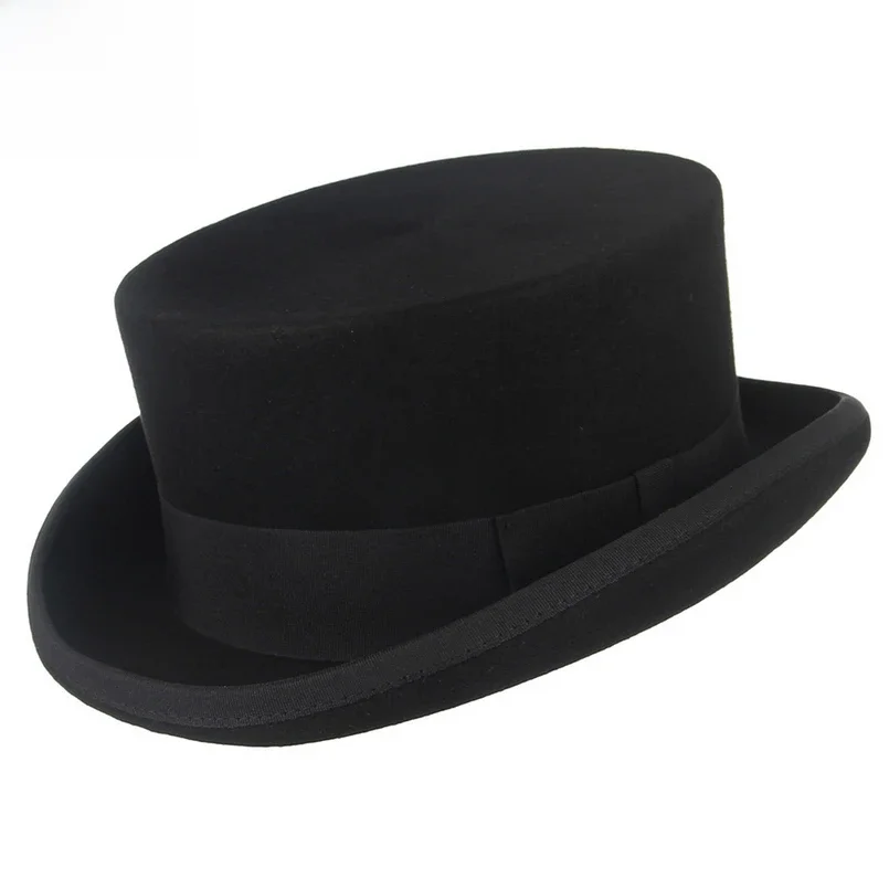 GEMVIE 11cm 100% filc wełniany Top Hat dla mężczyzn/kobiet Nowy kapelusz cylindryczny Topper Mad Hatter Party Costume Fedora Derby Magician Hat — zdjęcie 2