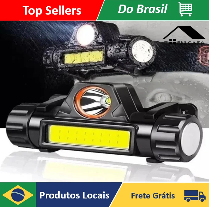 Lanterna de Cabeça LED COB para Caminhada, Pesca e Ciclismo de Alta Potência - Loja Toemcasa