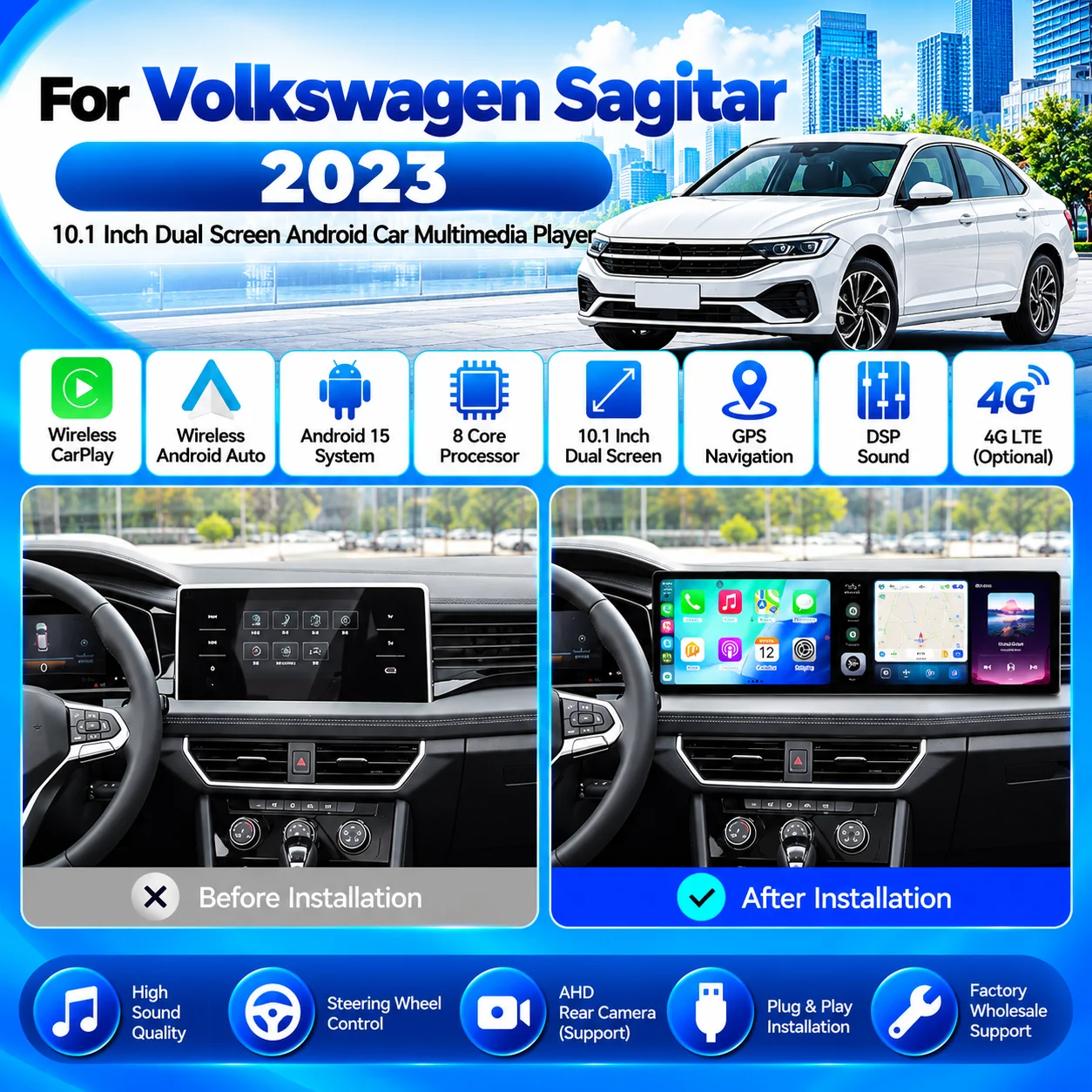 CarPlay GPS Navigation DSP Dual 10.1