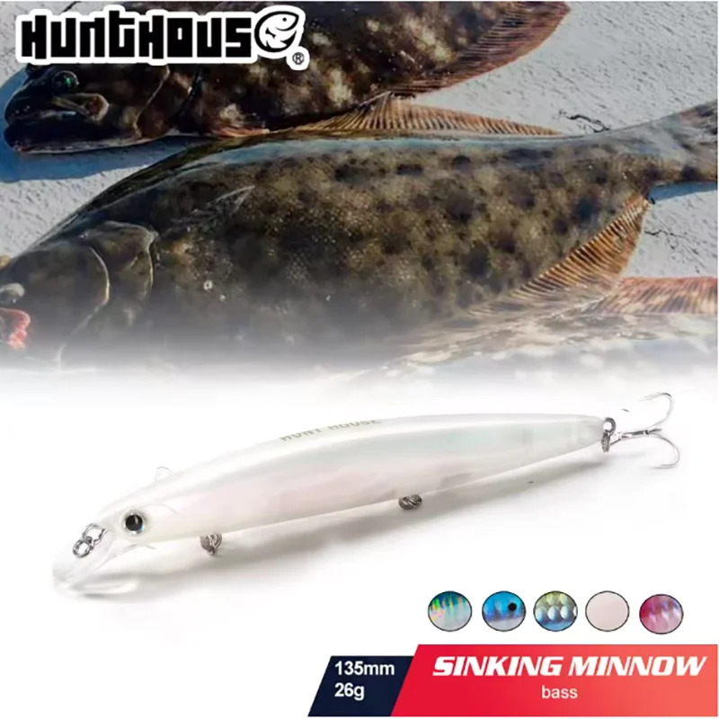 

Hunthouse Sinking Jerkbait Jetty Minnow Fishing Lure 135mm/26g Saltwater Wobbler For Trout Long Casting Pike Bass Perch