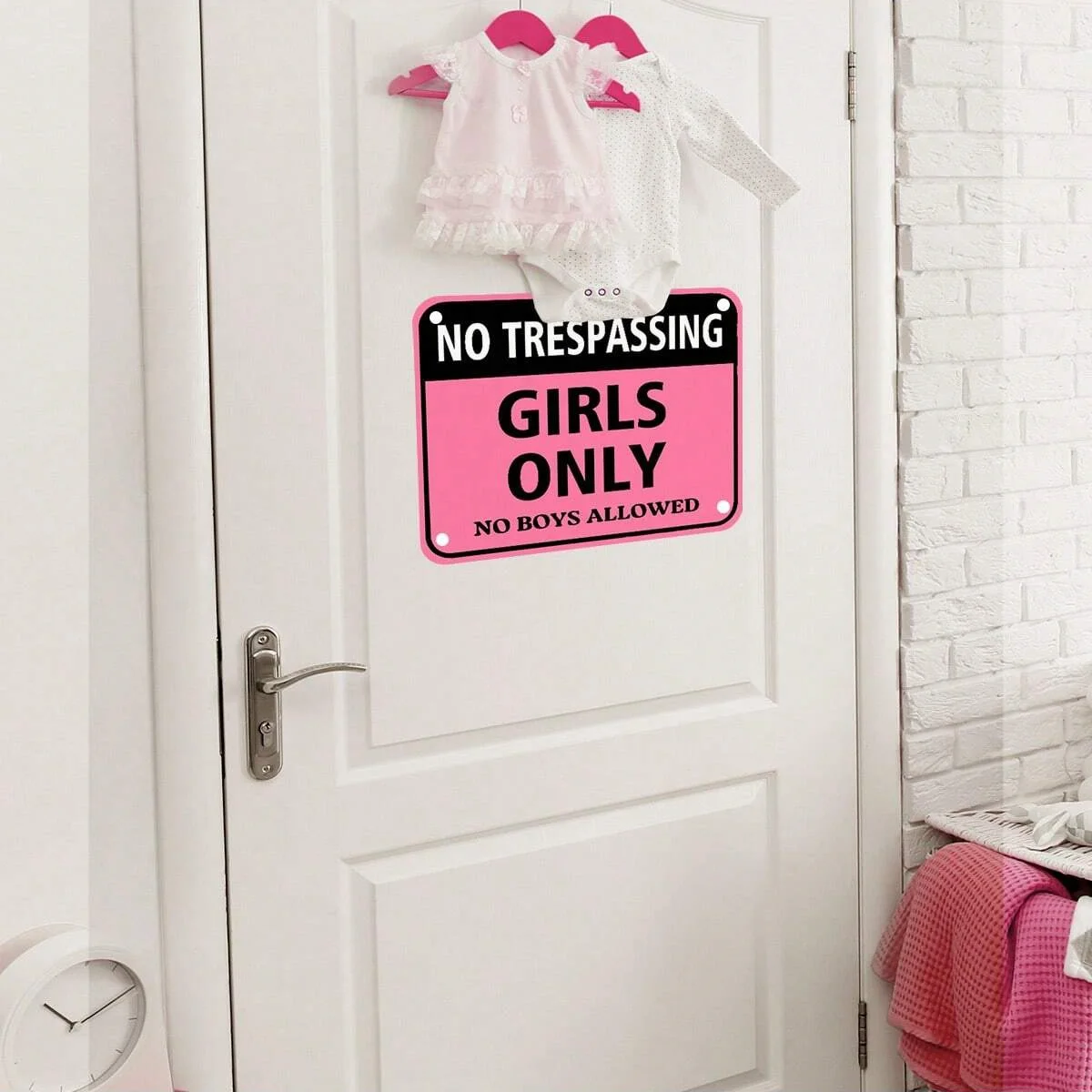 1pc Girls Only Tin Sign Funny Pink Bedroom Decor for Girls Girls Rule Pink Wall/door Decor for Girls Cave/Room/Bedroom/Dorm Wall