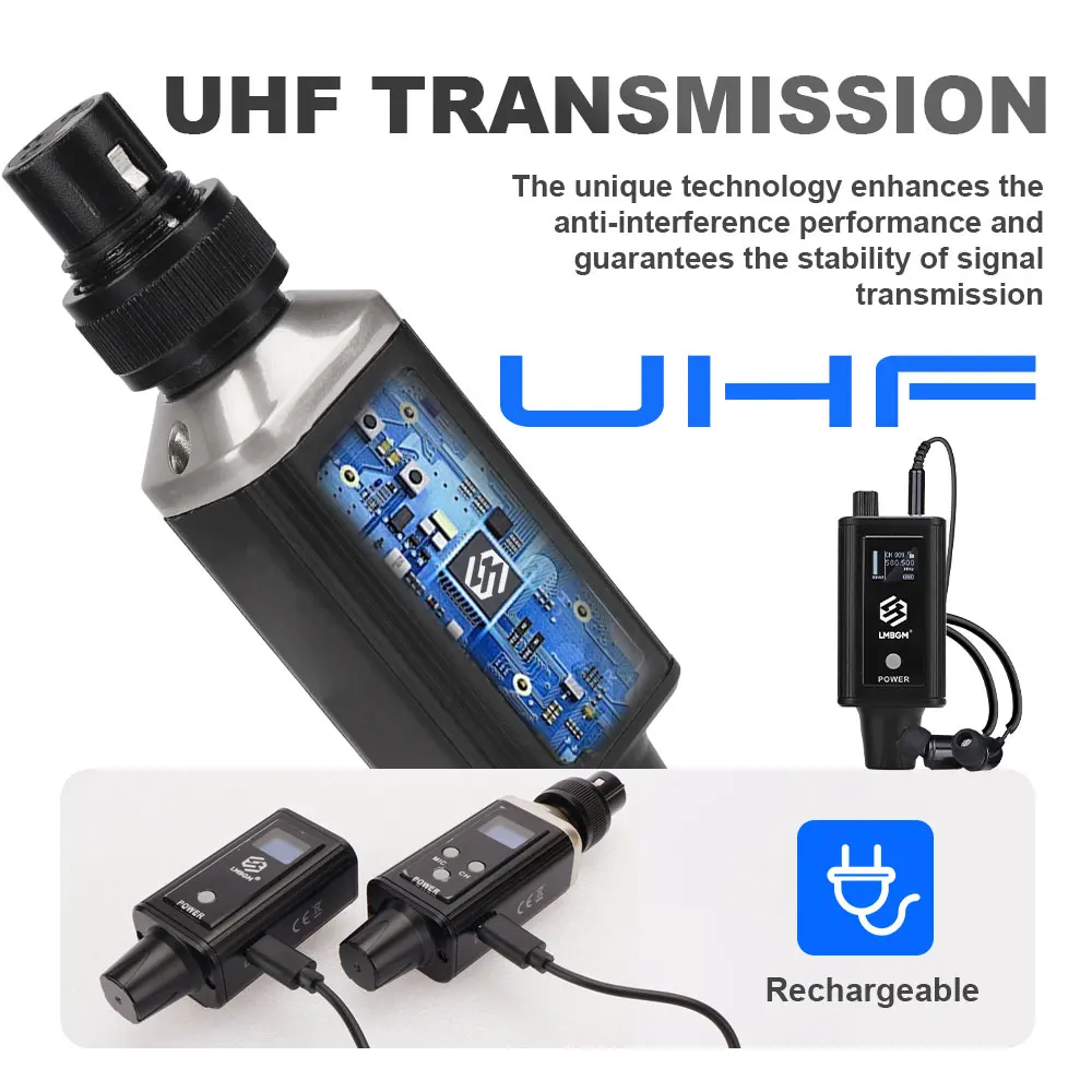 LMBGM A9 Mono Pro Sistema de monitoreo inalámbrico en el oído Mini receptor portátil Alcance UHF164Ft, adecuado para escenario, estudio de grabación