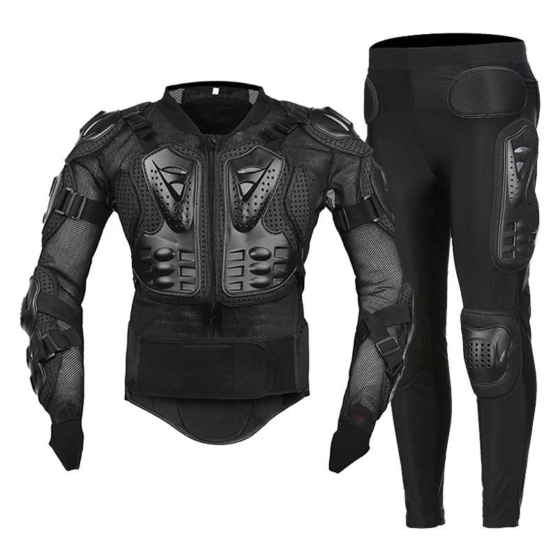 1 Set Motorcycle Jacket Racing Armor Full Body Cushioning Chest Protector Motocross Cycling Riding Armor Pants Sports Safety