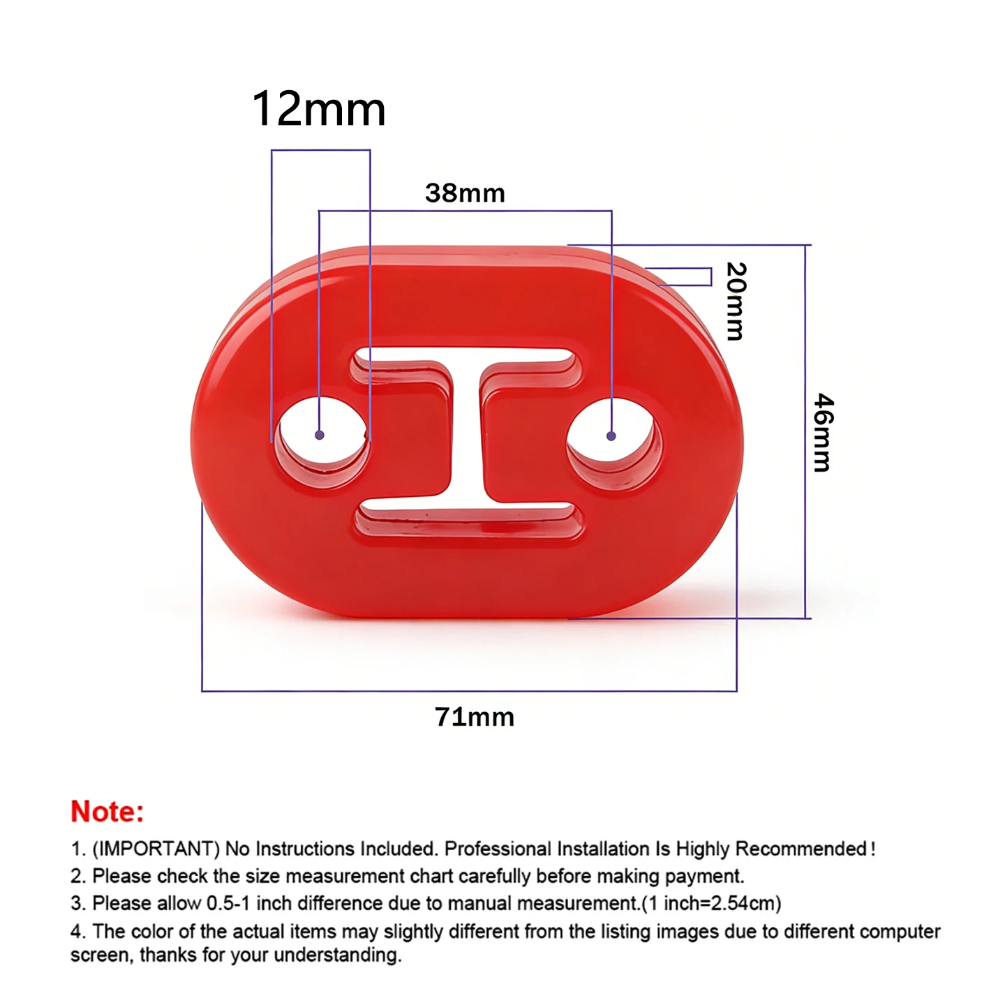 2/4pcs Car Rubber Exhaust Tail Pipe Mount Brackets Hanger Insulator Universal Black/Red/Blue 2 Holes Diameter 12mm