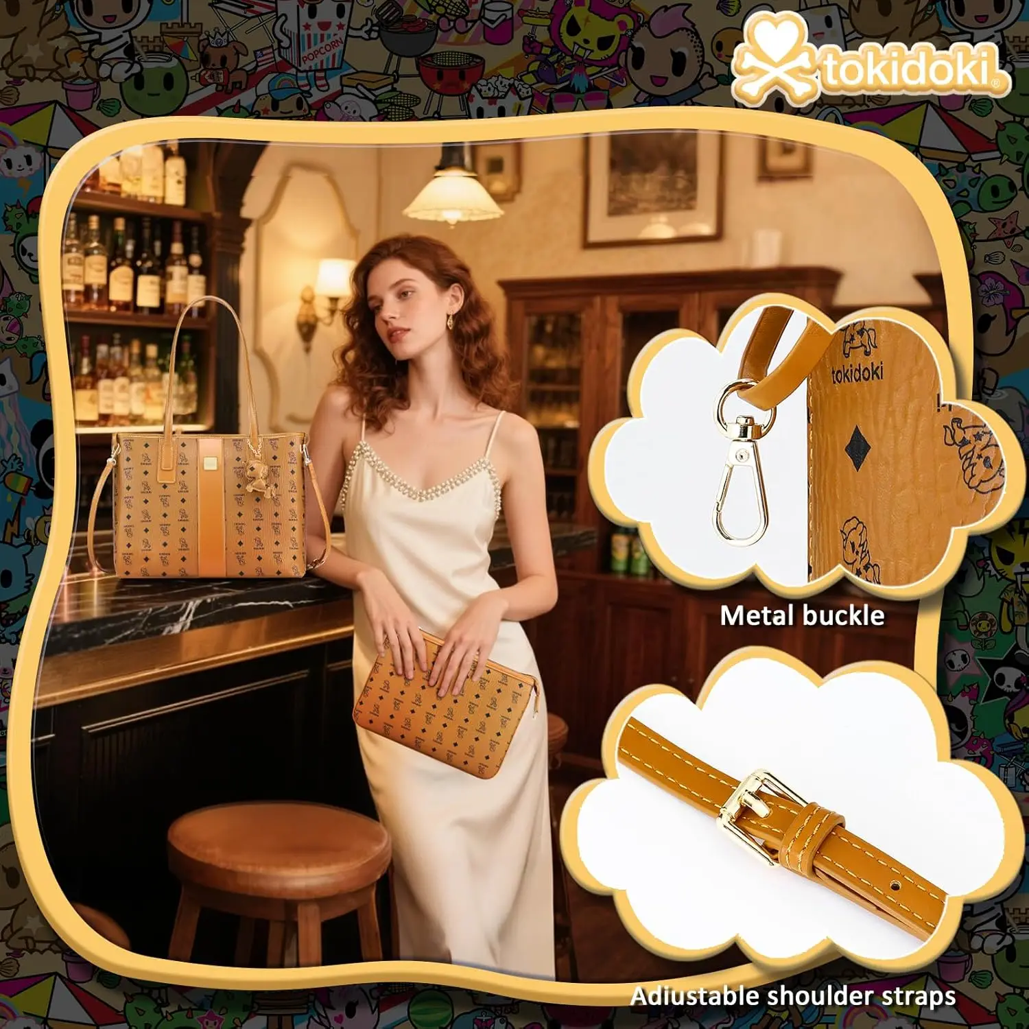 

Tokidoki PU Leather Shoulder Bag PU Leather Handbag Tote Bag for Ladies Backpack Purse for Work Travel