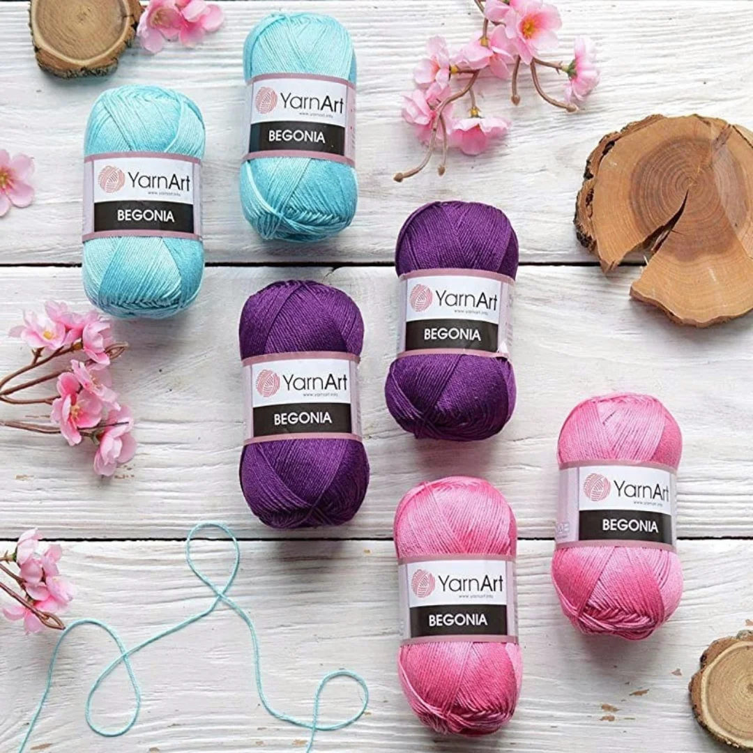 Yarnart Begonia Mercerized Cotton Yarn Hand Knitting Crochet Thread 8 PCS*50 g (400g) DIY Accessories Home Textiles Ornaments