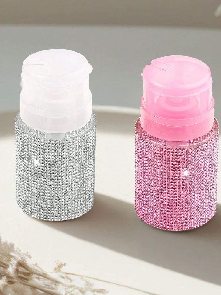 1pc Refillable Bottles Push-type Bottling Empty Pump Dispenser Bottle for Nail Polish and Makeup Remover Bottle Packaging
