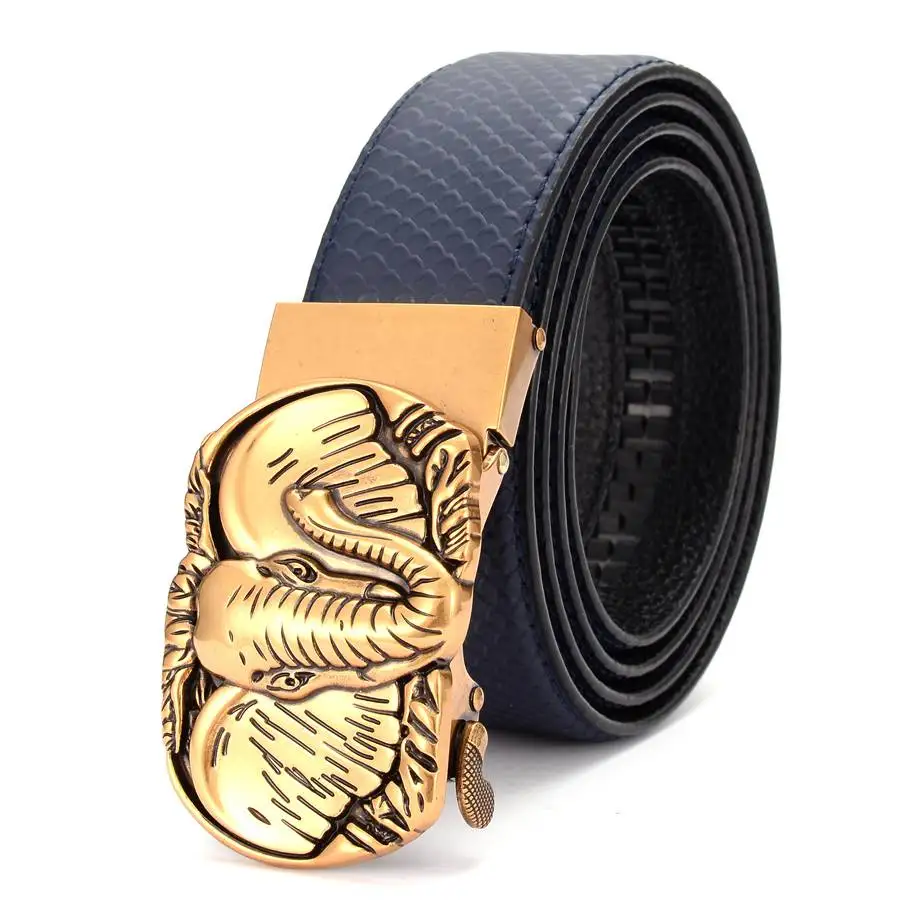 

Men's Leather Ratchet Dress Belt with Automatic Sliding Buckle Leather Belts for Men Width:35mm Length:110-125cm