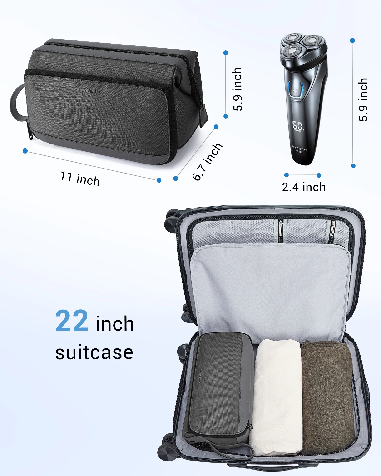 Imagem -05 - Bagsmart-bolsa de Higiene Pessoal Masculina Kit Dopp com Grande Capacidade Bolsa de Banho Impermeável para Essenciais de Viagem Bolsa Maquiagem