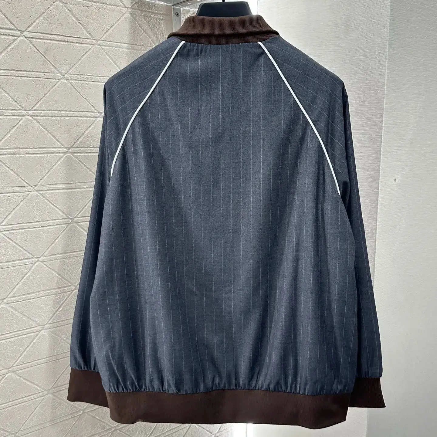 

2025 Contrast Color Baseball Jacket Trousers Suit Worsted Wool Rayon Material Zipper Mid-Length Baseball Jacket