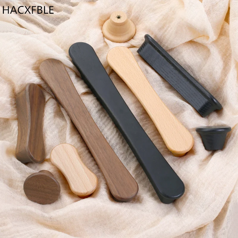 

Solid Wood Furniture Handle Walnut Cabinet Handle Beech Kitchen Handle Wardrobe Pulls Ash Drawer Knobs Kitchen Furniture Handles