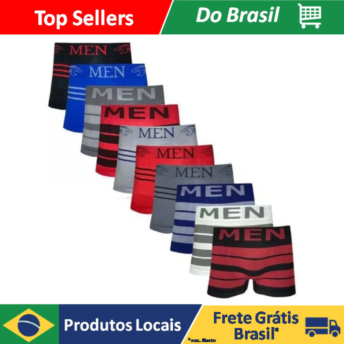 Kit 6 Cuecas Boxer Masculina Sem Costura