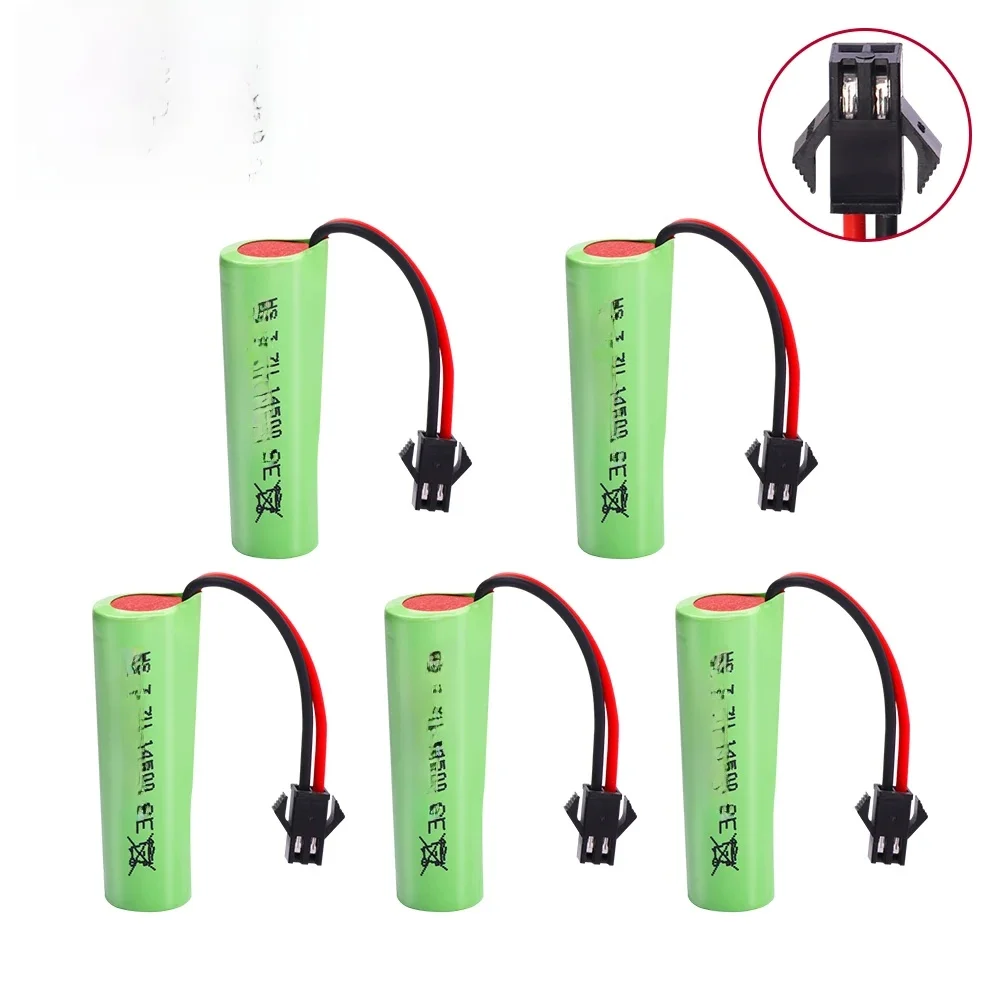 Upgrade 14500 3.7 V 3000 mah Li-ion Batterij Voor C2 D828 RC Stunt Dump Auto Speelgoed Accessoire 3.7 V 14500 Li-ion batterij met SM-2P Plug - afbeelding 2
