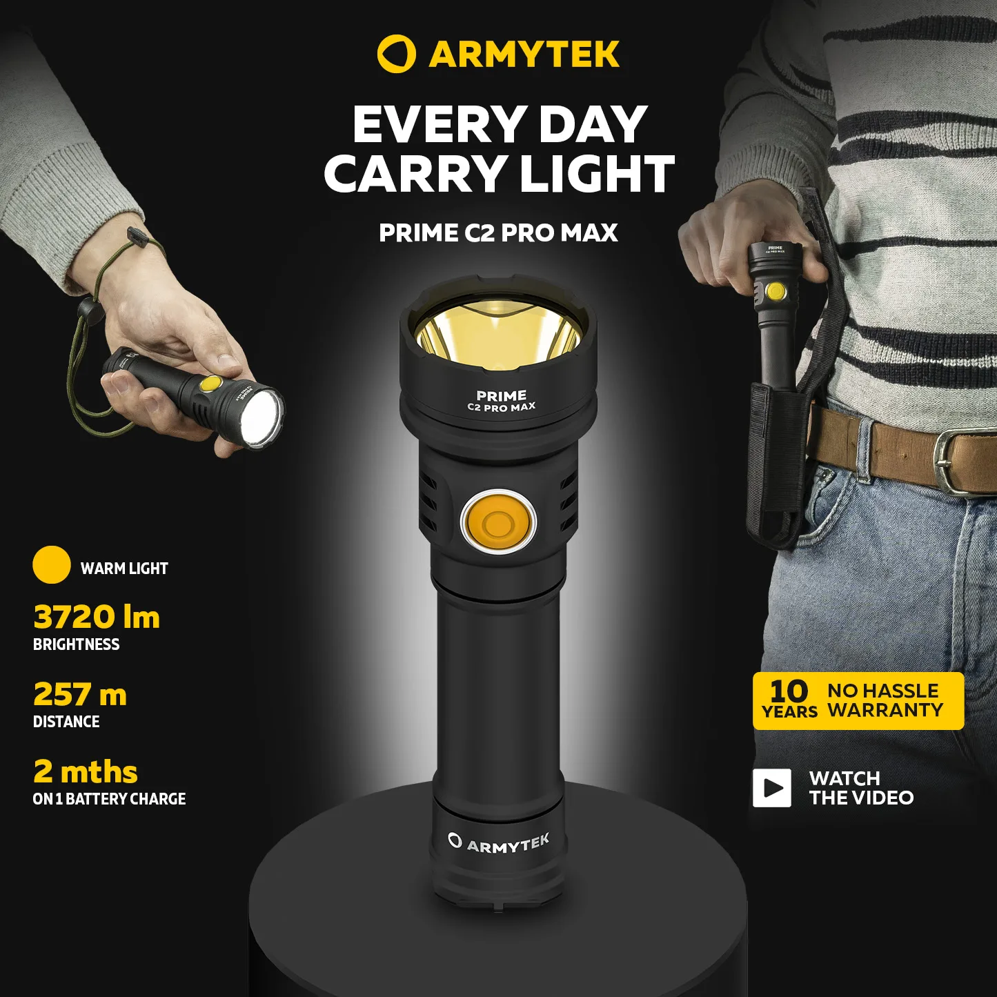 Imagem -02 - Armytek-lanterna Led Recarregável Prime c2 Pro Max 4000 Lumens 3720 Lumens Edc F08601w F08601vector Novo