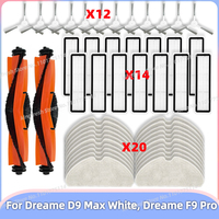 Fit For Dreame F9 Pro RLF22GA, D9 Max White Vacuum Relpacement Accessories Spare Parts Main Side Brush Hepa Filter Mop Cloth Rag