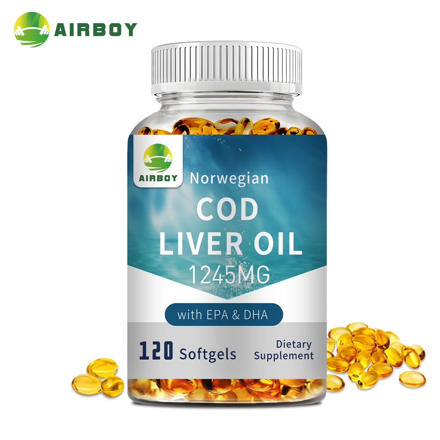 Cod Liver Oil - with EPA/DHA - Supports Heart, Brain, Eye, Skin and Immune System Health - 120 Capsules