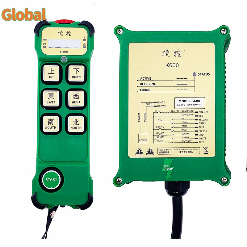 

K600 6 buttons single speed 24-264V Industrial Wireless Radio Crane Remote Control switches Hoist track Crane lift Controller