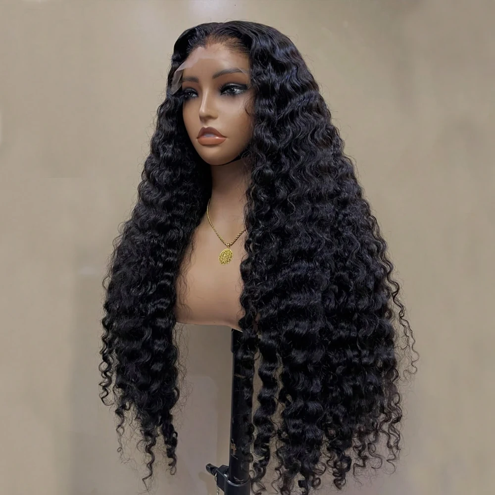 Perruques en cheveux humains Deep Wave 13x4 HD avec dentelle transparente, 42 pouces, densité 200%, pré-épilées, sans colle, pour femmes noires
