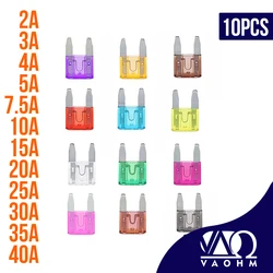 10PCS Small Car Fuses 3A 5A 7.5A 10A 15A 20A 25A 30A 35A 40A Auto Blade Type Fuse Set