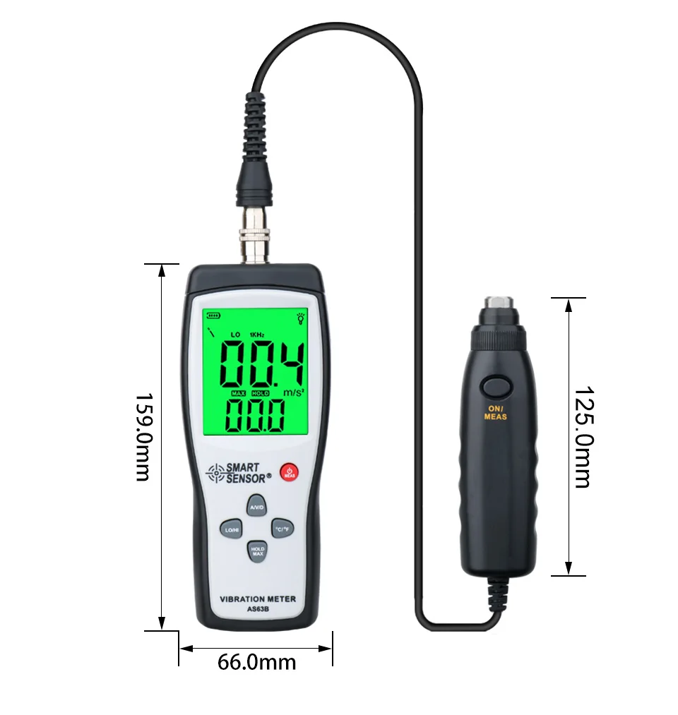 Smart Sensor AS63B Digital vibration meter 10HZ~1KHZ 0.1~199.9m/s Precision Vibration measurer Tester Gauge Analyzer