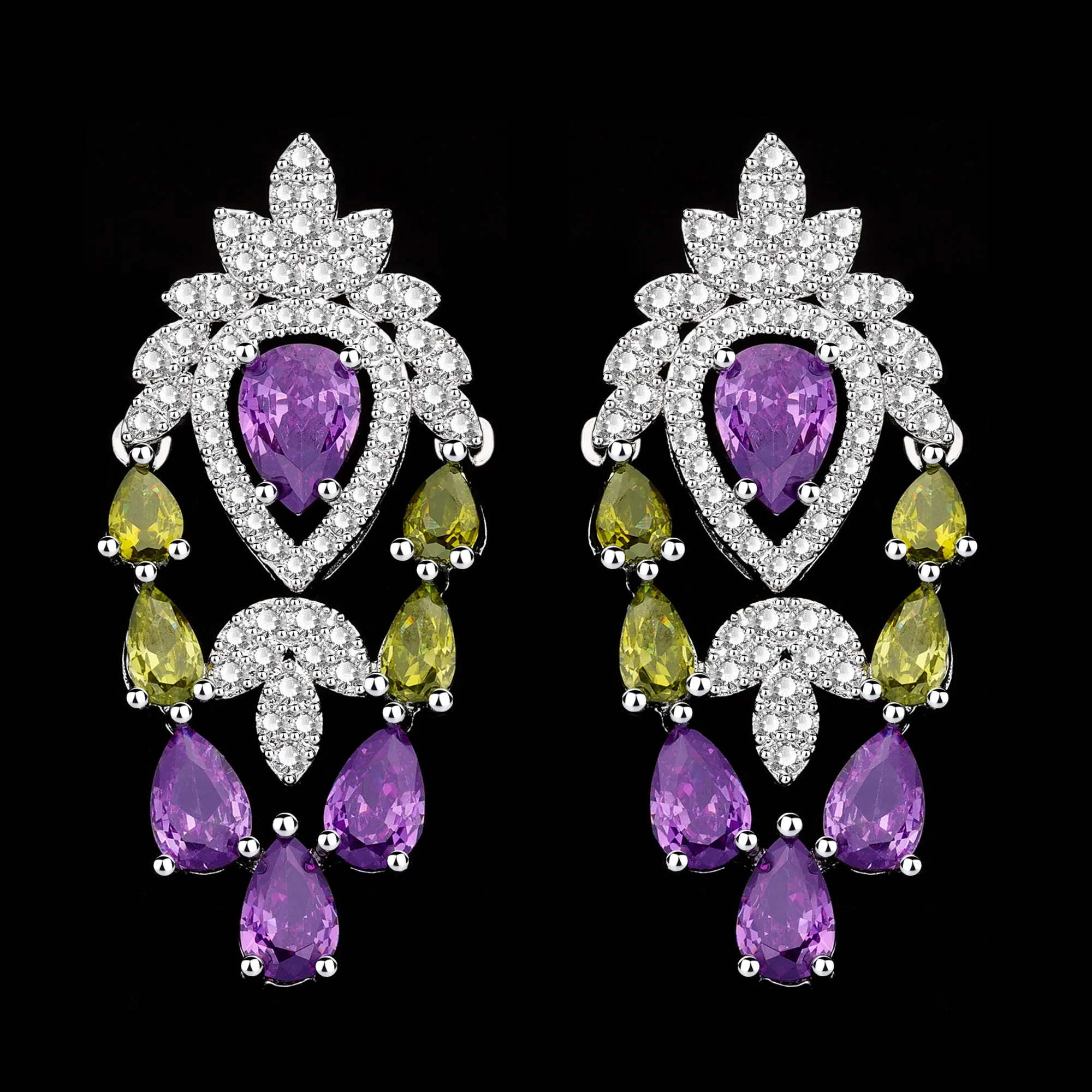 

2024High Quality Zirconia Dubai 4 Piece Luxury Bridal Jewelry Set CZ Qatar Fashion Women's Wedding Necklace and Earrings Sets