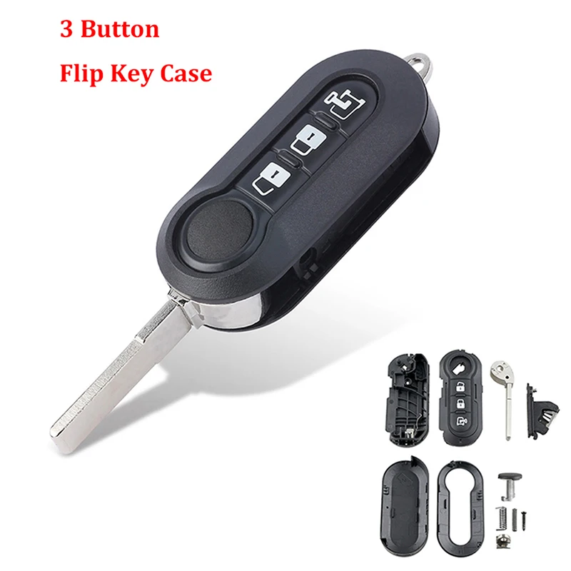 3Button SIP22 Car Remote Key Case Cover Replacement For Fiat 500 Ducato Bravo Panda Doblo Iveco Daily Citroen Nemo Peugeot Boxer