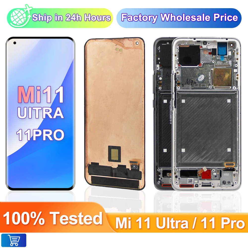 

6.81" Super AMOLED For Xiaomi Mi 11 Pro M2102K1AC LCD Touch Screen For Xiaomi Mi11 Ultra M2102K1G M2102K1C Display with Frame