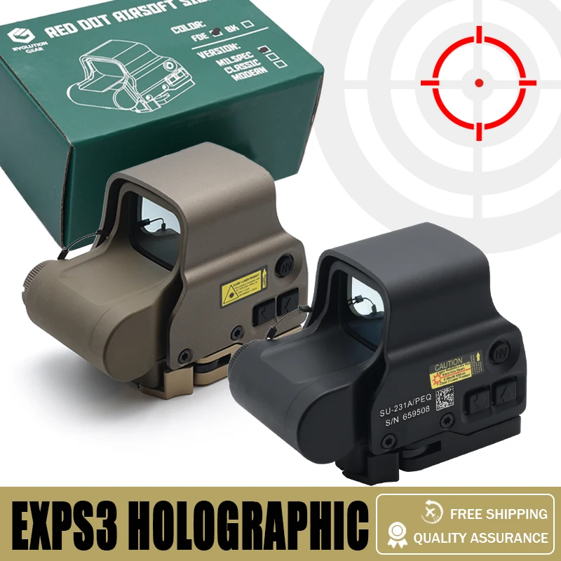 

New Evolution Gear EXPS3 558 Red Dot Holographic Weapon Sight for Rifle Airsoft and Hunting Night Vision with Full Markings 20mm