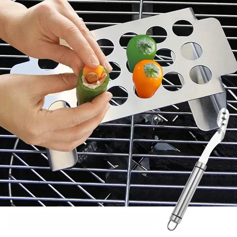 Barbecue Jetable en Acier Inoxydable avec Barres de Soutien Astronomique, Piment Belle, Grill T1 JalapJosé, pour Jambes et Ailes, Vente en Gros