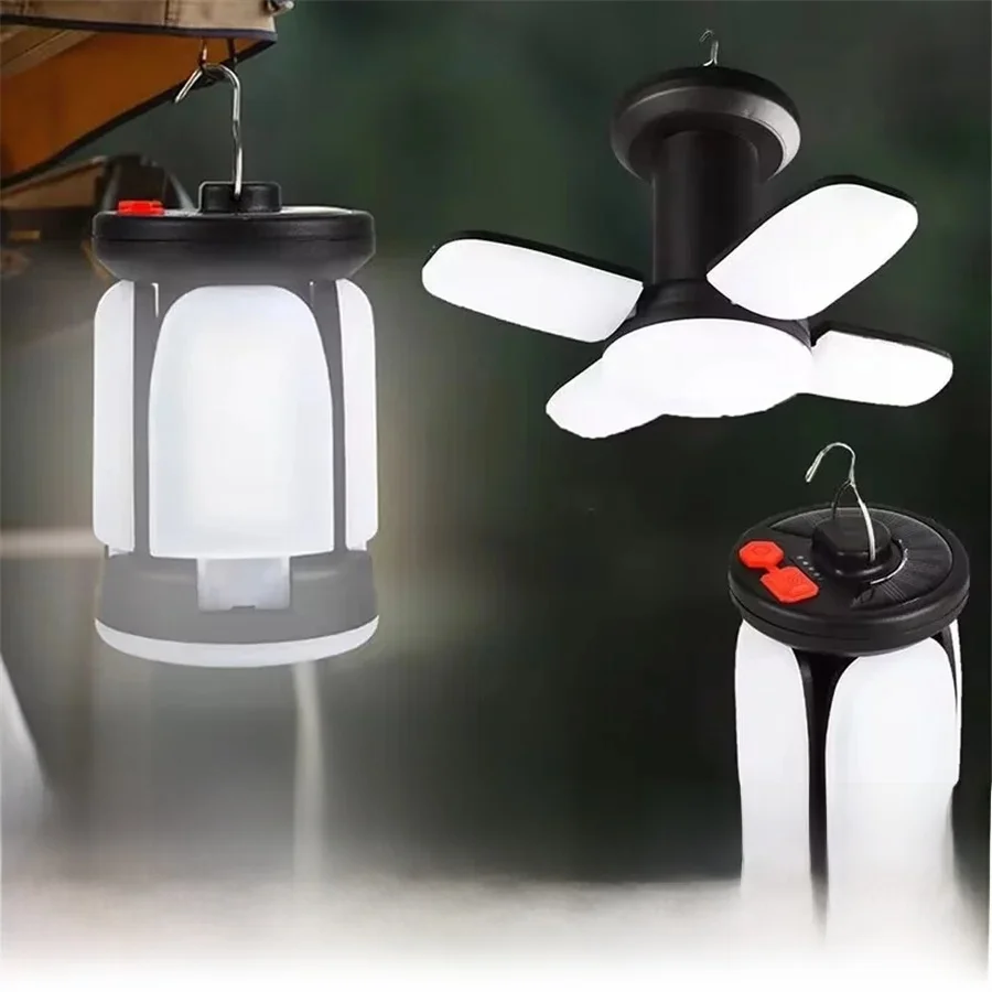 Lampe LED Solaire Pliable, Rechargeable par USB, Éclairage d'Extérieur, Idéal pour le Camping, la Pêche ou la Randonnée, Nouveauté 2023