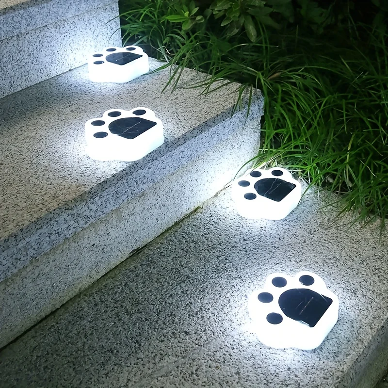 Bear Paw Solar LED Lamp, Outdoor Waterproof Path Lights, Decoração de jardim, atmosfera de paisagem, luzes enterradas, 4pcs