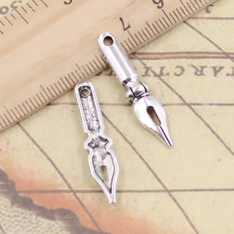 20 sztuk Charms w stylu Vintage stalówka pióro 32x7mm tybetański brąz srebrny kolor wisiorki antyczny tworzenia biżuterii DIY Handmade Craft — zdjęcie 2
