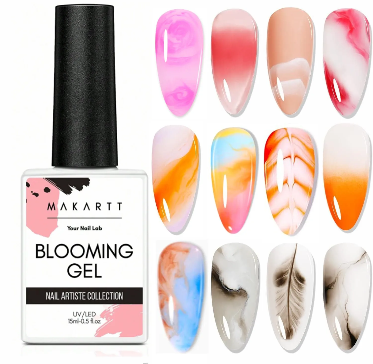 

Makartt Blooming Gel Nail Polish Clear Uv Led Blossom for Spreading Effect Marble Soak off Diy Christmas Nail Art Manicure Gifts