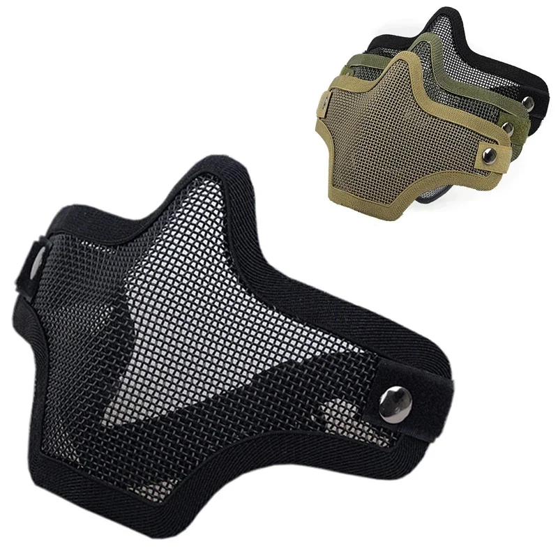 Demi-masque de protection en maille métallique pour airsoft, accessoires de chasse, paintball, armée, jeu de guerre, CS