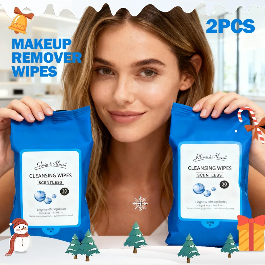 Ensemble de lingettes nettoyantes sans parfum 2 pièces, sauveur de beauté de Noël! Retirez le maquillage tenace. Nettoyez le visage, les yeux et plus